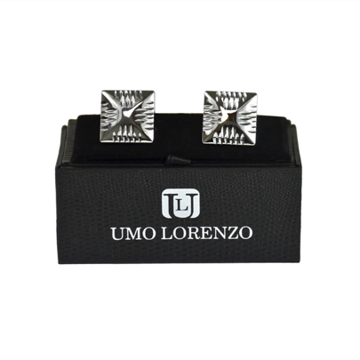 Premium Quality Cufflinks CL1413 - Silver Pyramid Zigzag