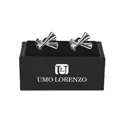 Premium Quality Cufflinks CL1450 - Silver Crossed Trumpets