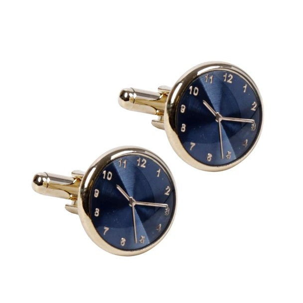 Premium Quality Cufflinks CL1809 - Navy Blue Clock Face