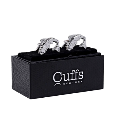 Premium Quality Cufflinks CL1822 - Silver Salmon Fish