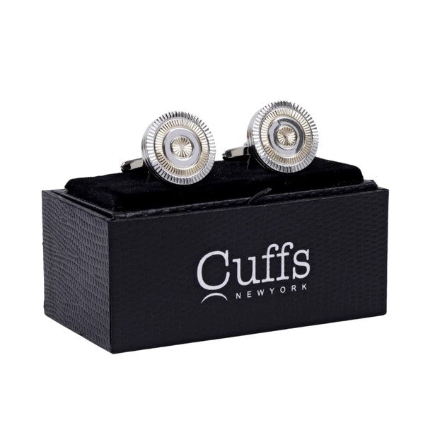 Premium Quality Cufflinks CL1829 - Concentric Ring Crystal