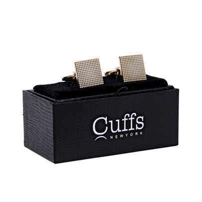 Premium Quality Cufflinks CL1835 - Gold Micro-Dot Grid