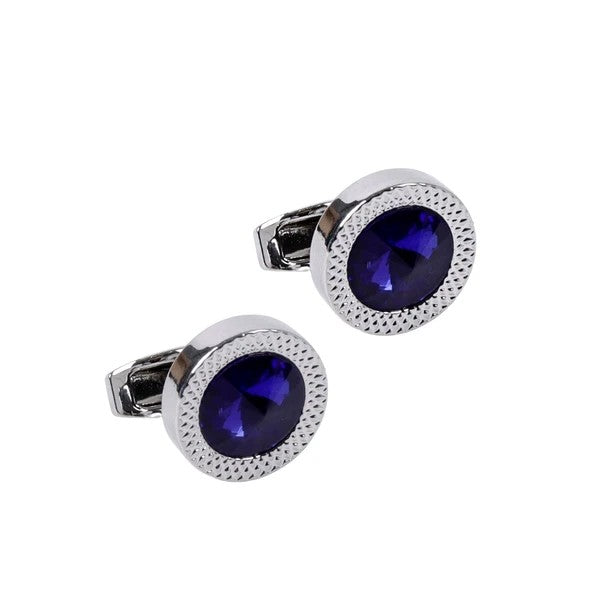 Premium Quality Cufflinks CL1846 - Sapphire Blue Crystal