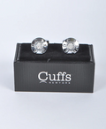 Premium Quality Cufflinks CL623 - Silver Sunburst Crystal