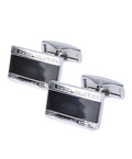 Premium Quality Cufflinks CL650 Silver - Black Enamel