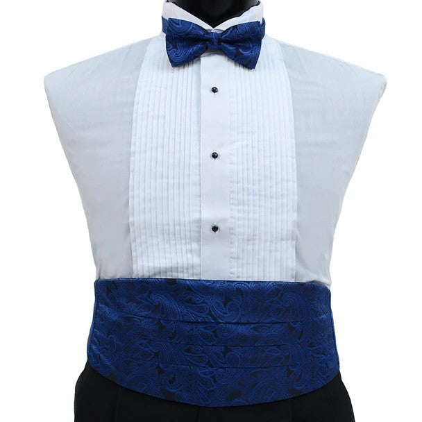 Men's Paisley Cummerbund and Bow Tie Set - Royal Blue