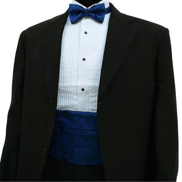 Men's Paisley Cummerbund and Bow Tie Set - Royal Blue set