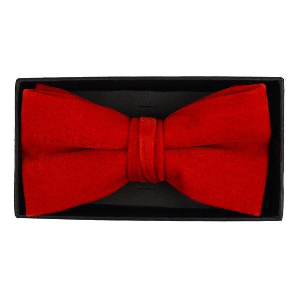 Men's Velvet Banded Bow Tie - Red