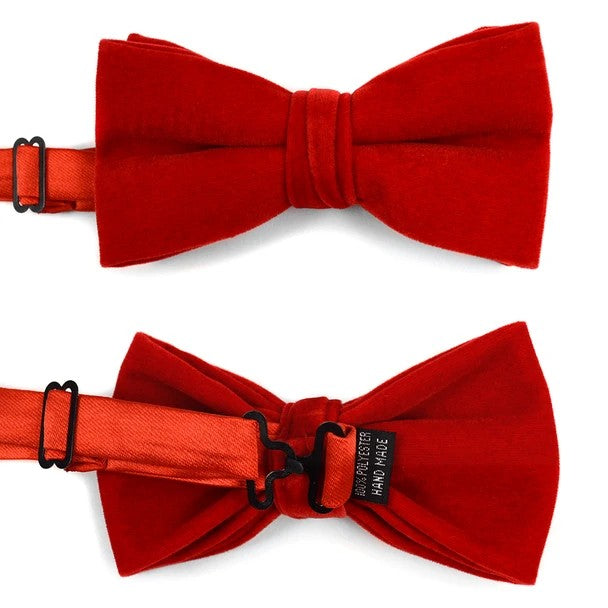Men's Velvet Banded Bow Tie - Red detail