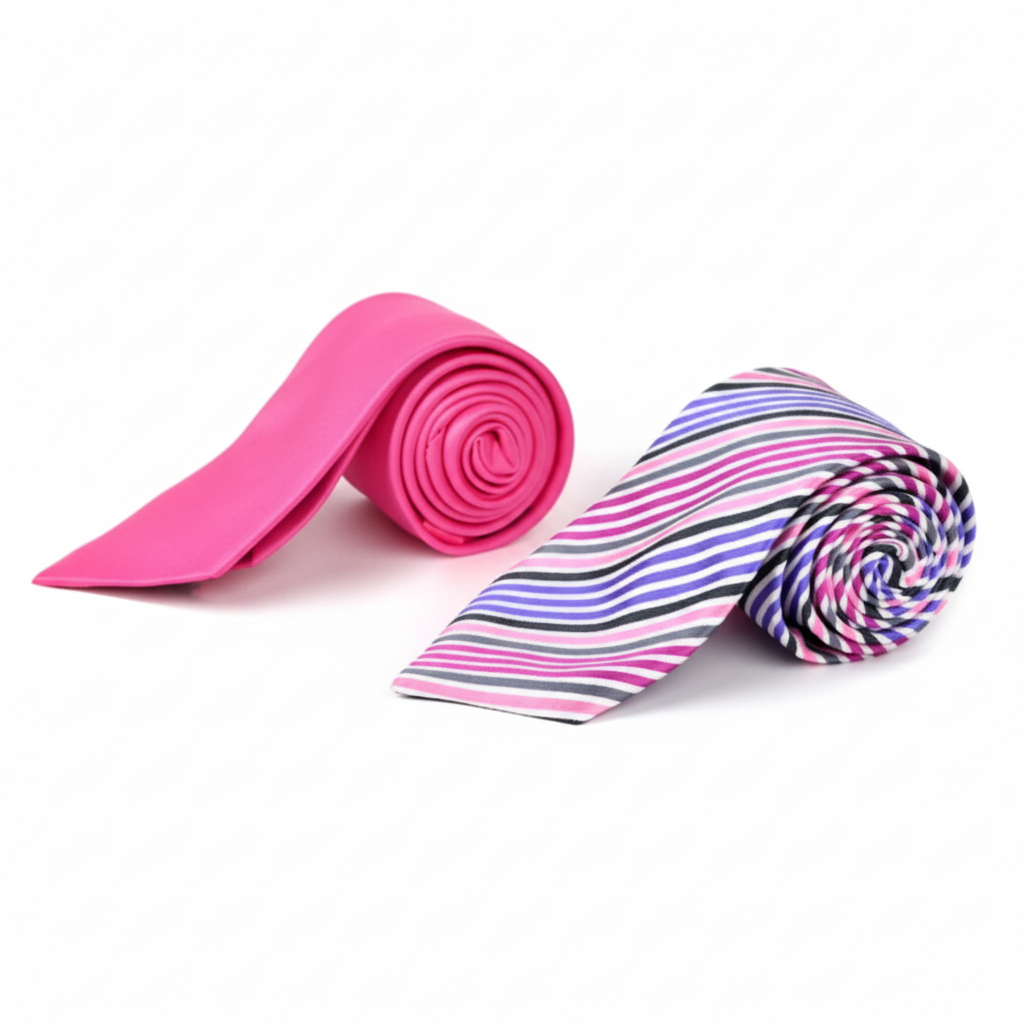 Striped & Solid Tie with Matching Hanky Box Set - THX12