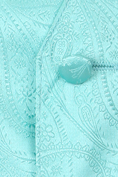 Brocade Vest Set - Aqua