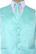 Brocade Vest Set - Aqua