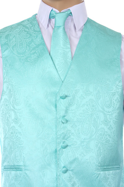 Brocade Vest Set - Aqua