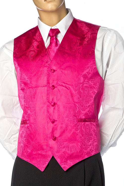 Brocade Vest Set - Fuchsia