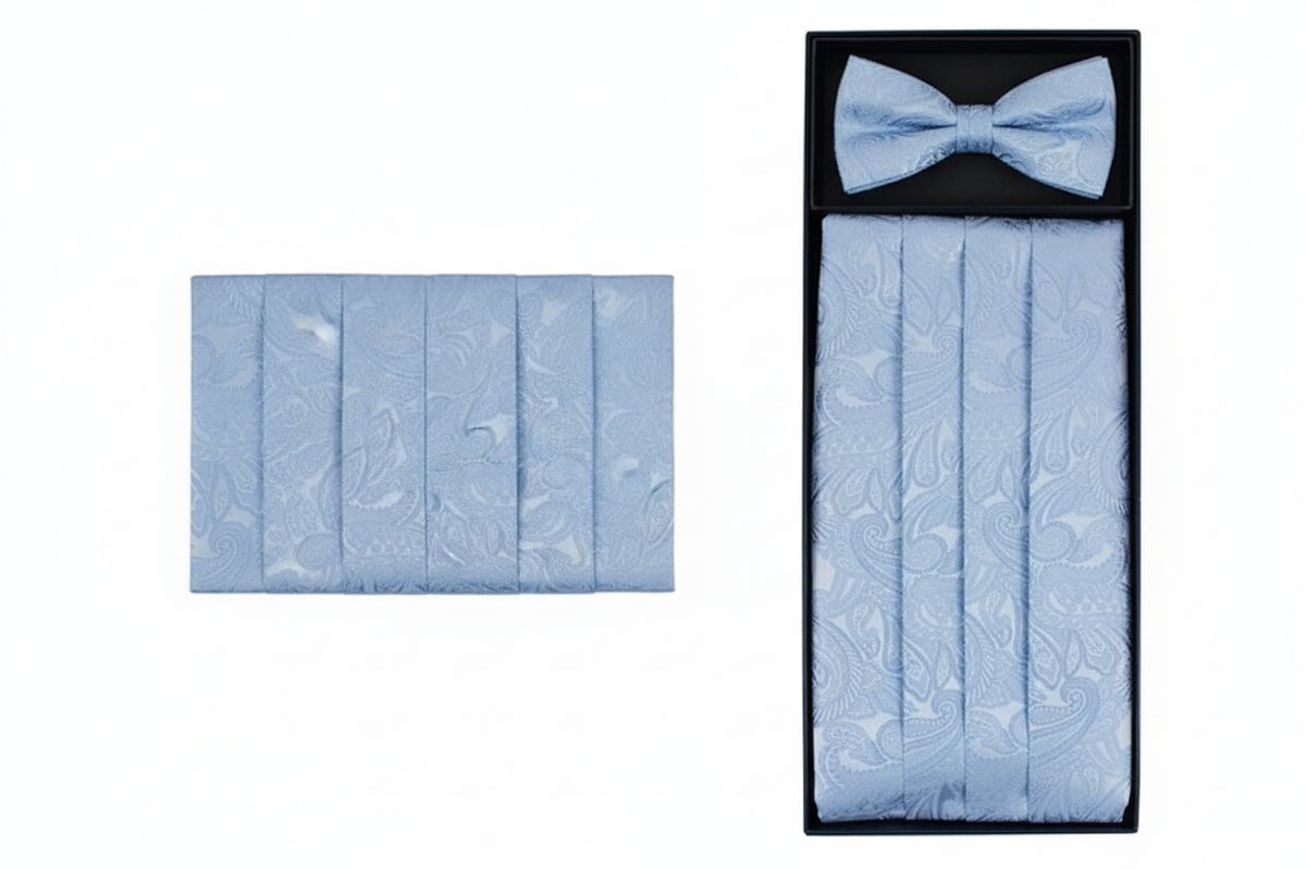 Men's Paisley Matching Cummerbund and Bow Tie Set - BBT