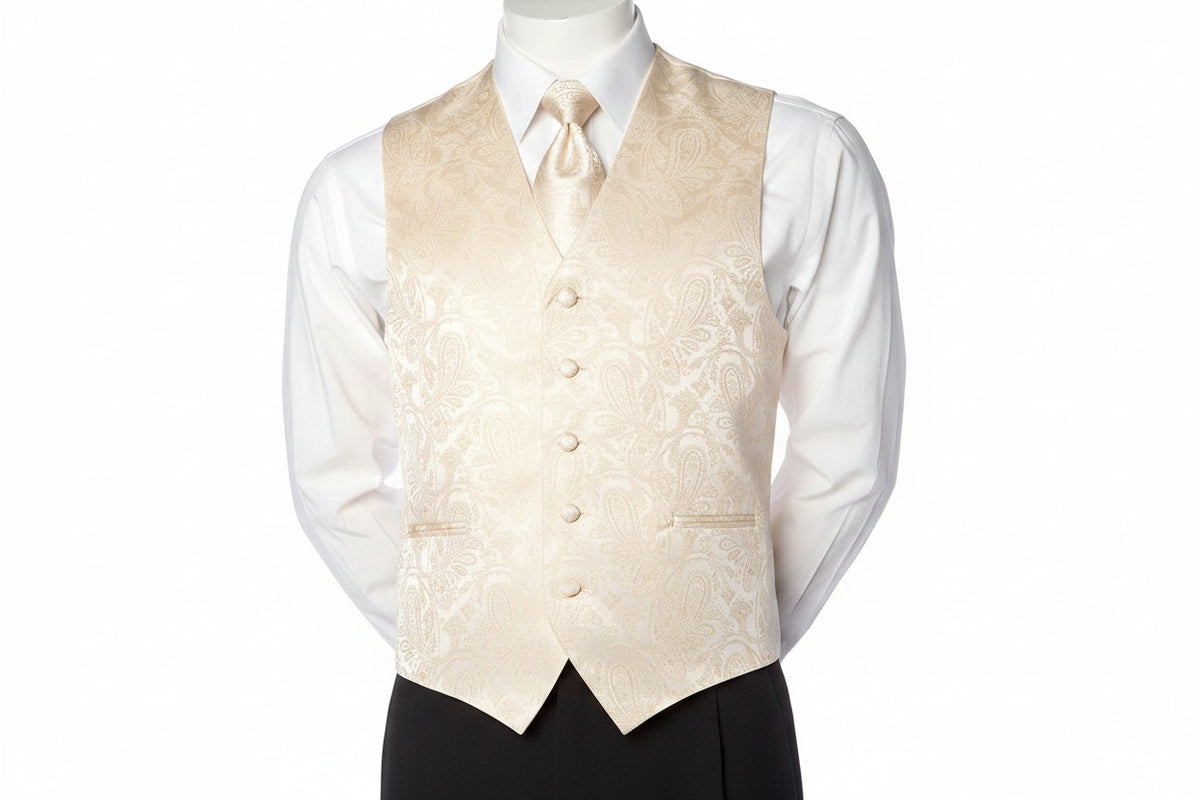 Brocade Vest Set - Champagne