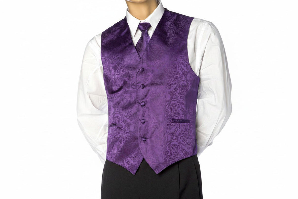 Brocade Vest Set - Purple