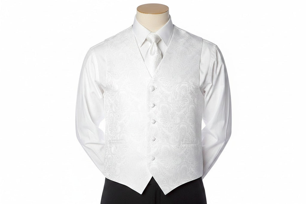 Brocade Vest Set - White