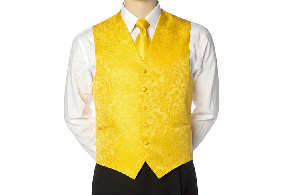 Brocade Vest Set - Yellow