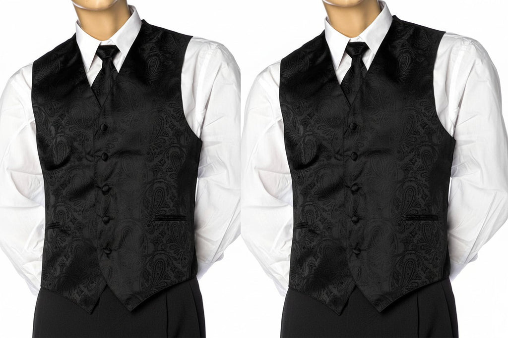 Brocade Vest Set - Black