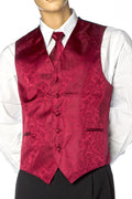 Brocade Vest Set - Burgundy