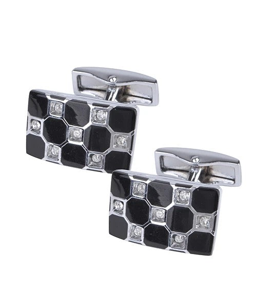 Premium Quality Cufflinks CL662 - Checkerboard Crystal