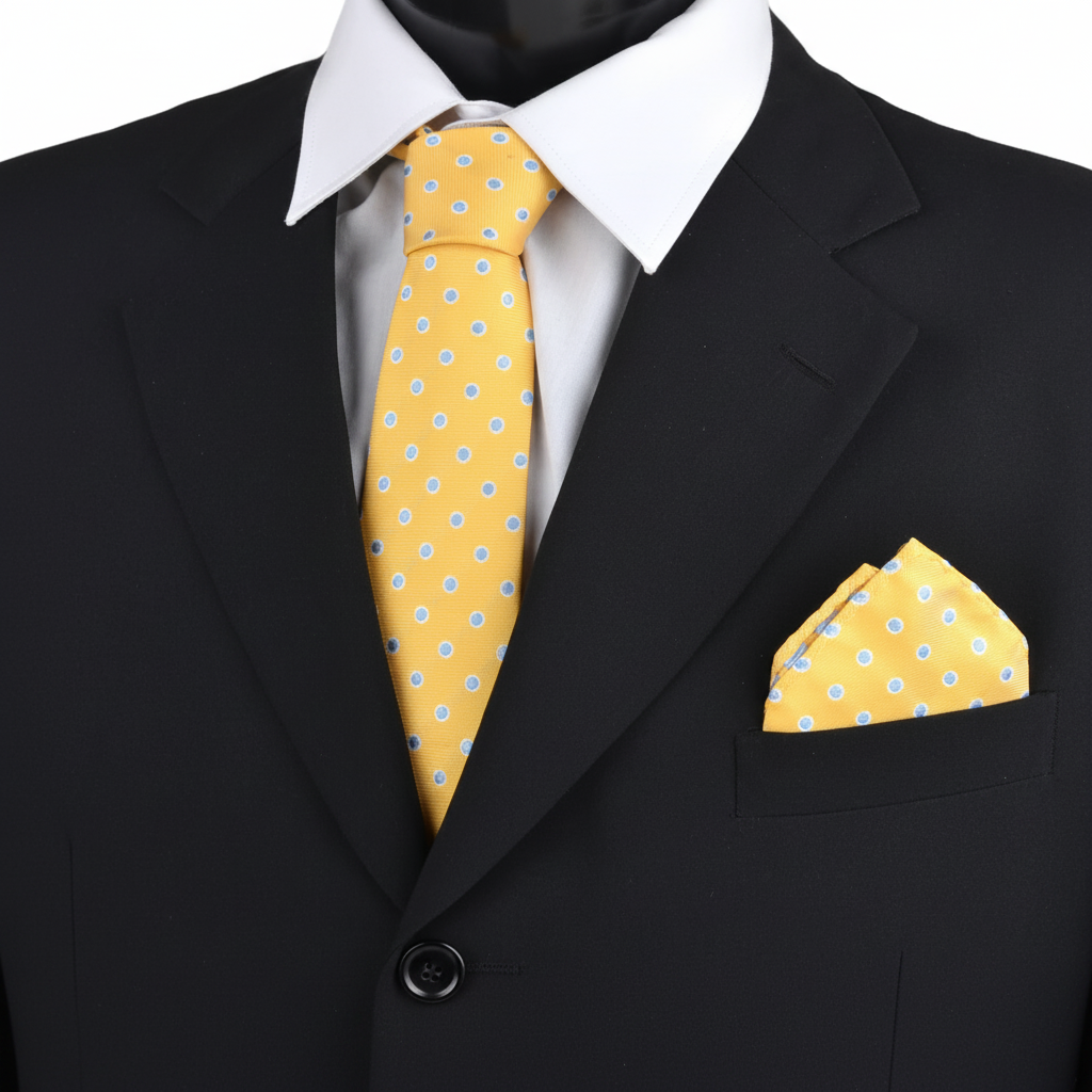 Dotted and Solid Tie with Matching Hanky Box Set - THX12-YW