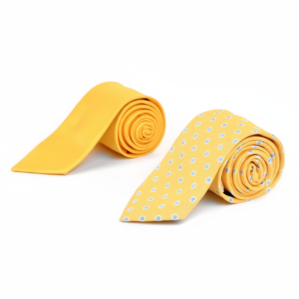 Dotted and Solid Tie with Matching Hanky Box Set - THX12-YW