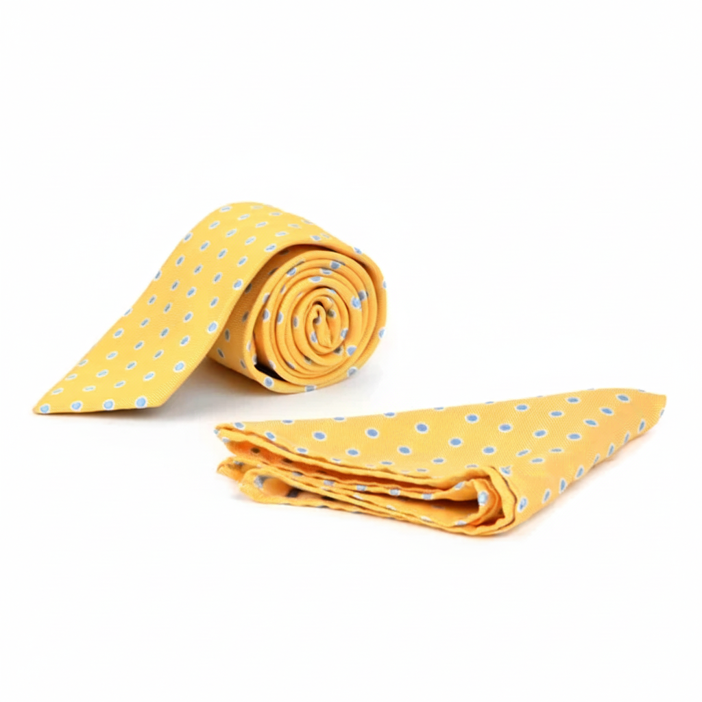 Dotted and Solid Tie with Matching Hanky Box Set - THX12-YW