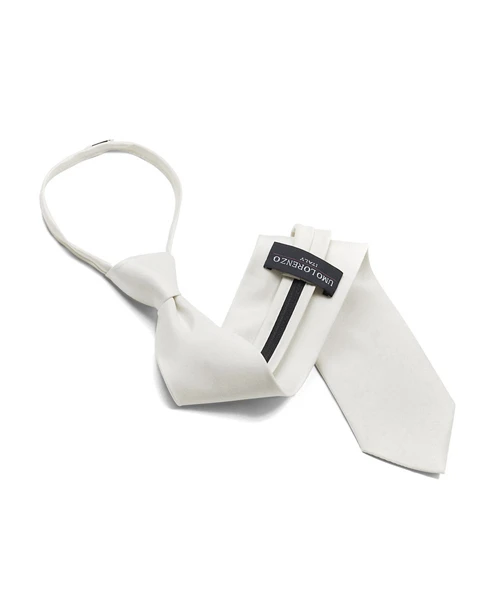 Poly Solid Zipper Tie - white color front view