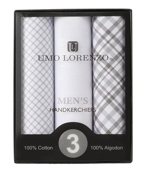 Men's cotton gray handkerchiefs UMO Lorenzo gift box with branding