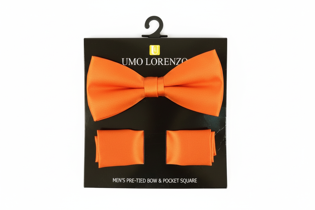 Poly Satin Bow Tie and Hanky - Orange