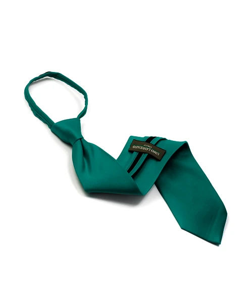 Poly Solid Zipper Tie - green color front view