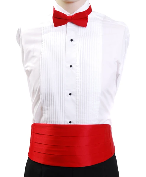 Men's Poly Satin Bow Tie and Cummerbund Set - Red