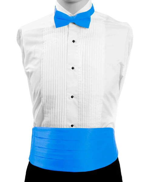 Men's Poly Satin Bow Tie and Cummerbund Set - Cobalt/Baby Blue