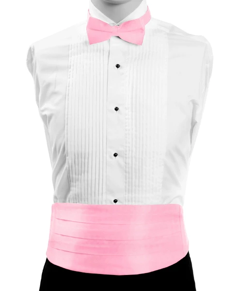 Men's Poly Satin Bow Tie and Cummerbund Set - Pink