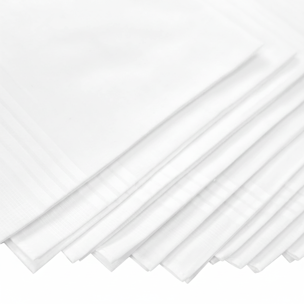 Men's cotton plain white handkerchiefs 12pcs set