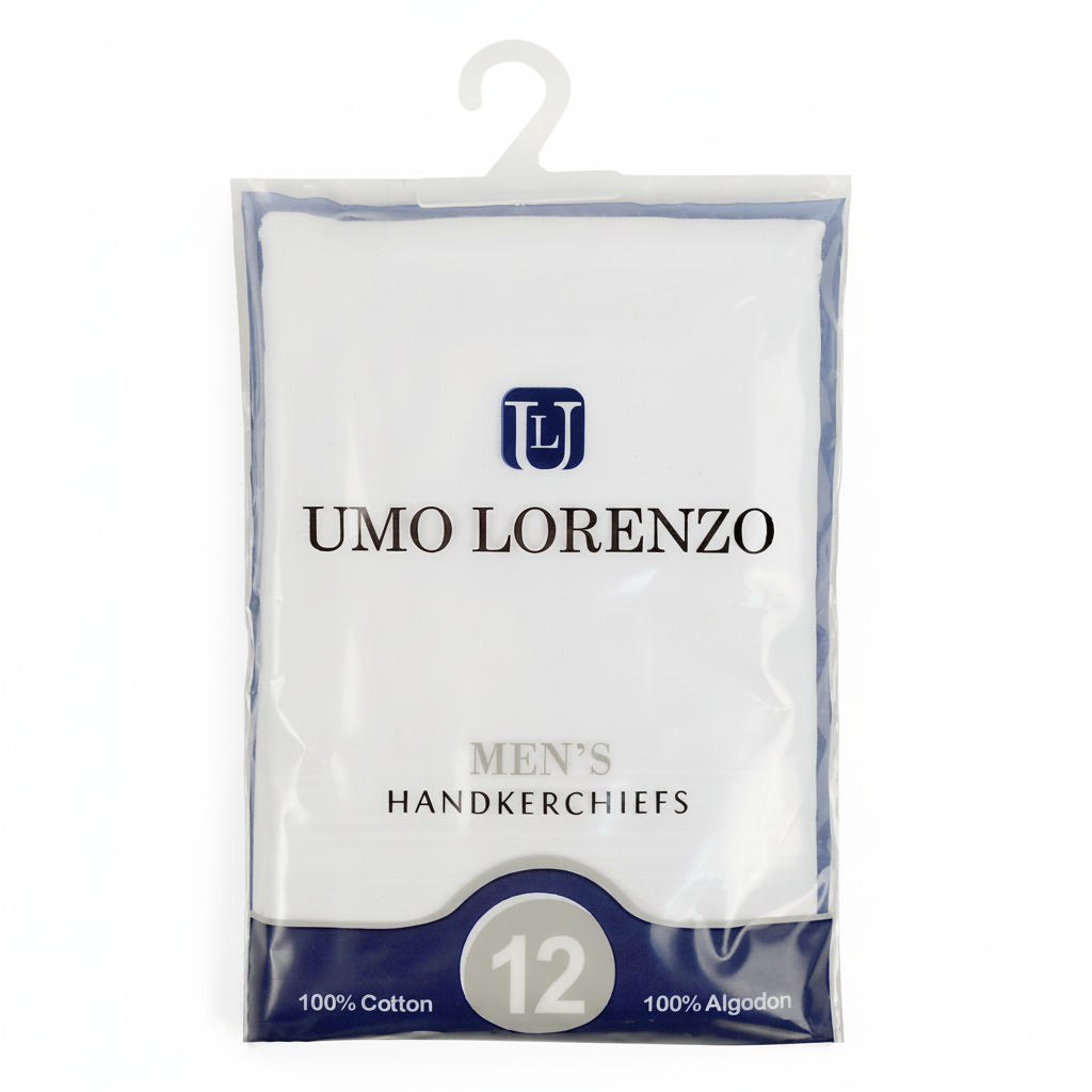 Men's cotton handkerchiefs 12pcs set in packaging