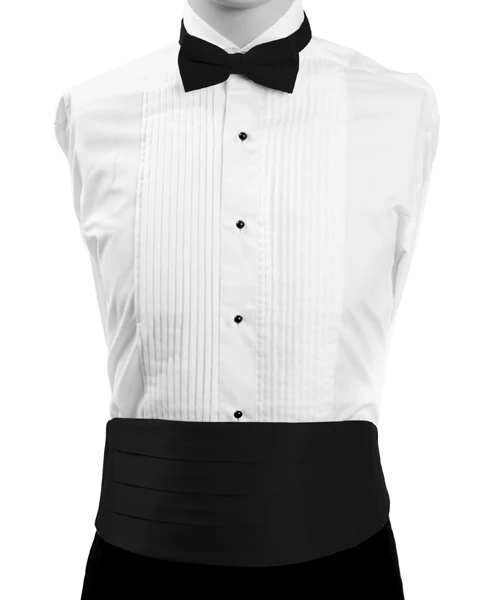 Men's Poly Satin Bow Tie and Cummerbund Set - Black