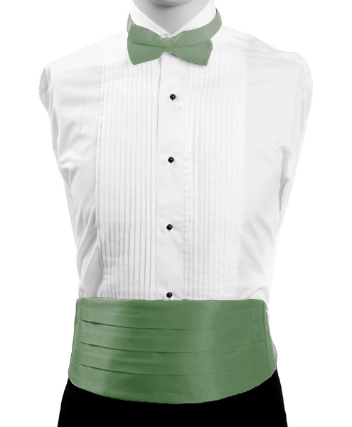 Men's Poly Satin Bow Tie and Cummerbund Set - Olive
