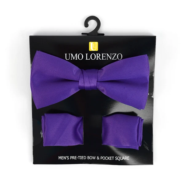 Poly Satin Bow Tie and Hanky - Purple