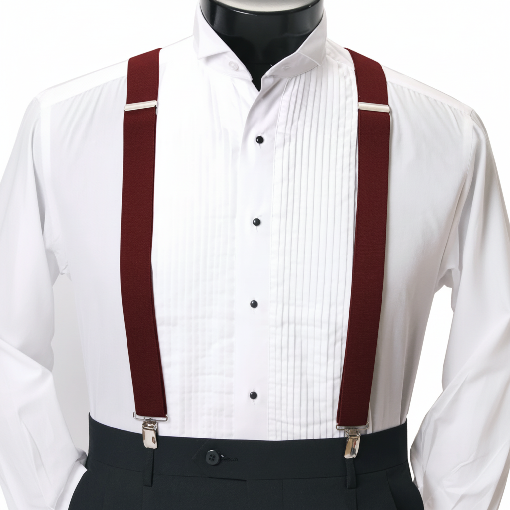 Men's Boxed Clip Suspenders CSB4601 - Burgundy Dark