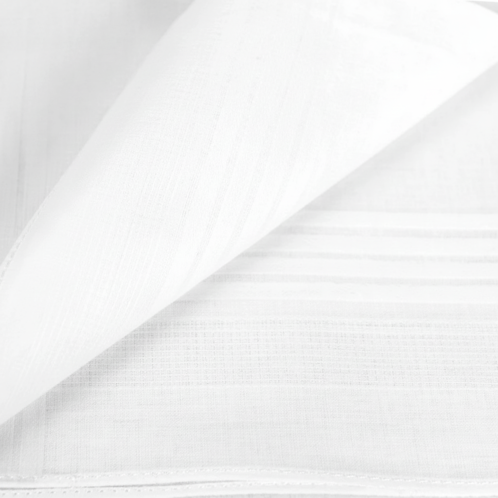 Close up texture of white cotton handkerchief