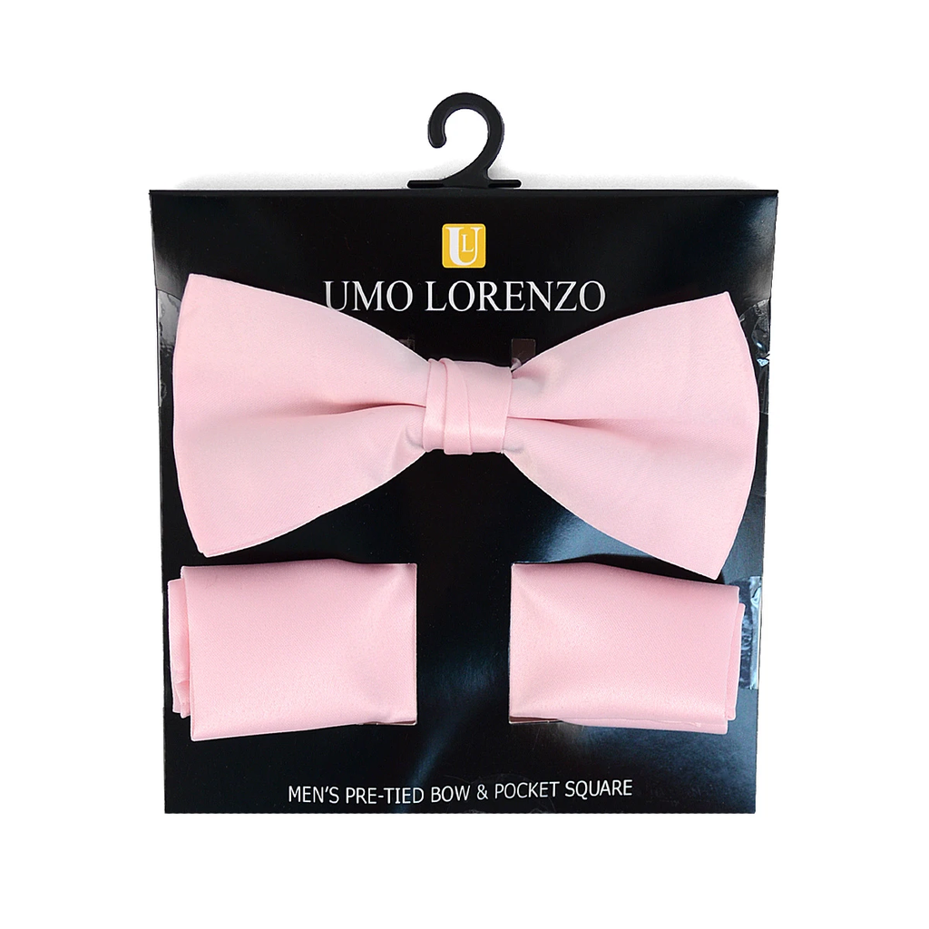 Poly Satin Bow Tie and Hanky - Pink