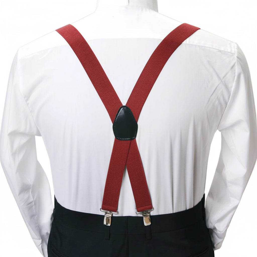 Men's Boxed Clip Suspenders CSB4601 - Burgundy Back