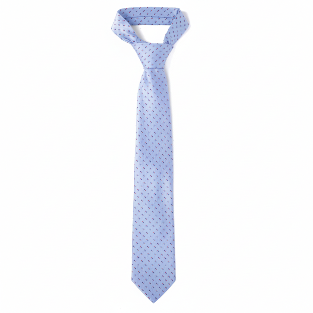 Baby blue micro fiber poly woven dot tie