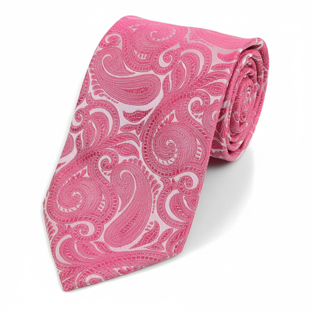 Fuchsia micro fiber paisley woven tie