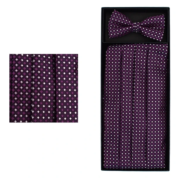 Men's Fancy Neat Matching Cummerbund and Bow Tie Set - Purple original