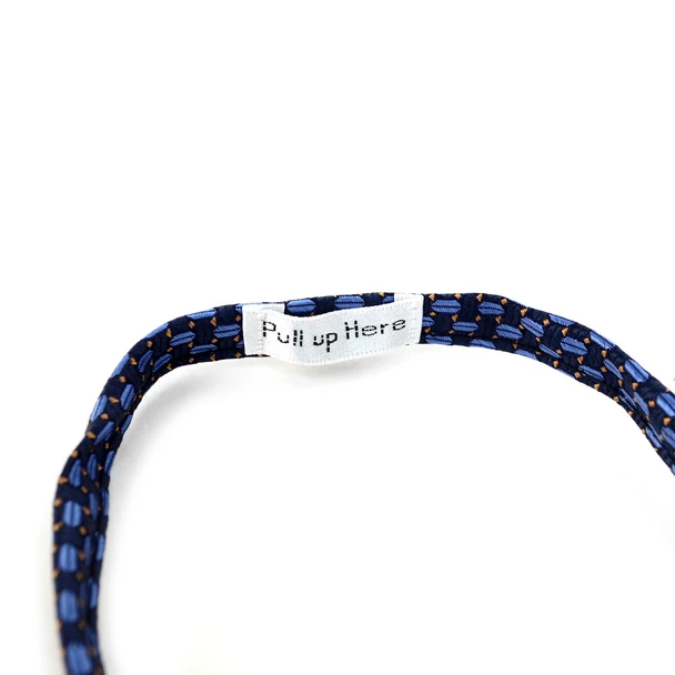 Men's Navy Geometric Zipper Tie - Pull up Here zipper detail