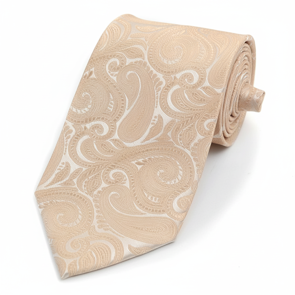 Taupe micro fiber paisley woven tie